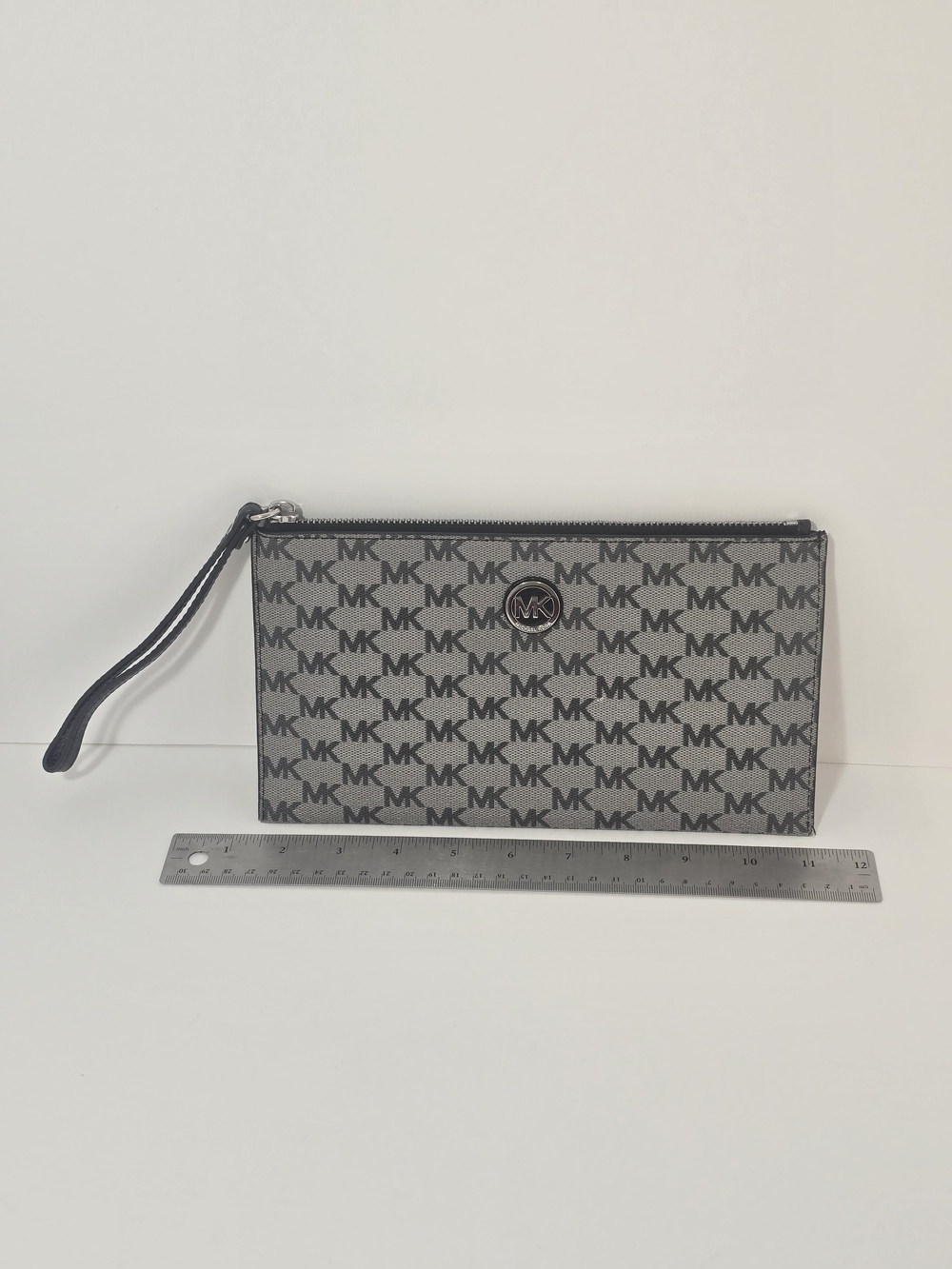 Michael Kors Gray MK Logo Wristlet Clutch